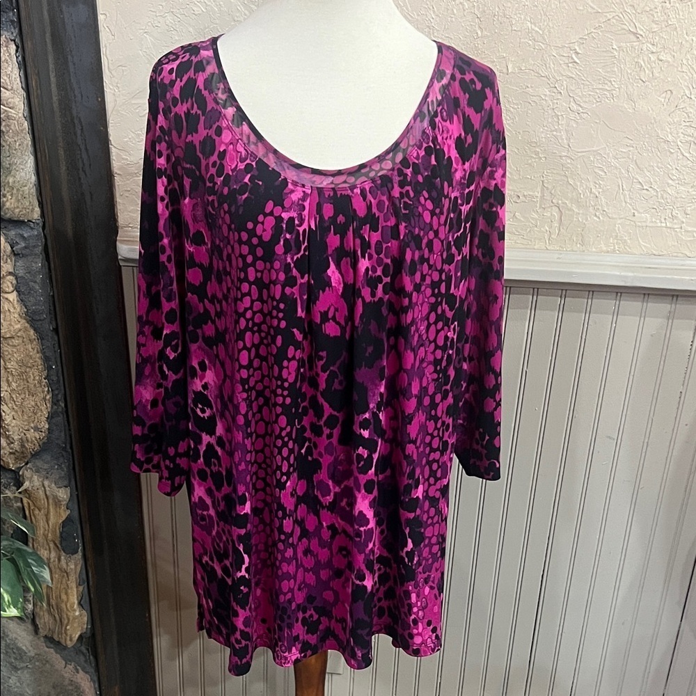 Vibrant Pink and Black Animal Print Tunic